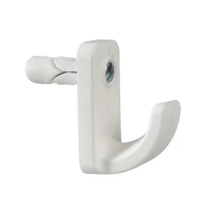 image of Plasplugs White Single Hollow Door Hook Pack of 1