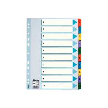 image of Mylar 1-10 Part Dividers A4 - Multi-coloured - Outer Carton of 10