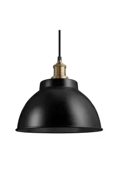 image of Brooklyn Dome Pendant, 13 Inch, Black, Brass Holder