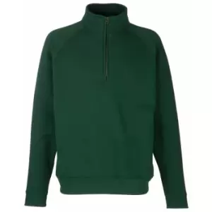 Image of Fruit Of The Loom Mens Zip Neck Sweatshirt Top (S) (Bottle Green)