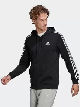 Image of adidas Originals Essentials French Terry 3-stripes Full-zip Hoodie, Blue/White Size M Men