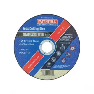 image of Faithfull FAI10012INOX Inox Cutting Disc 100 x 1.2 x 16mm