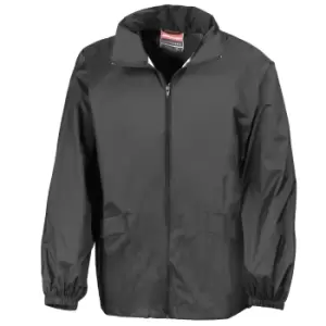 Image of Result Mens Lightweight Windcheater in a Bag Showerproof Windproof Jacket (Concealed Hood) (2XL) (Black)