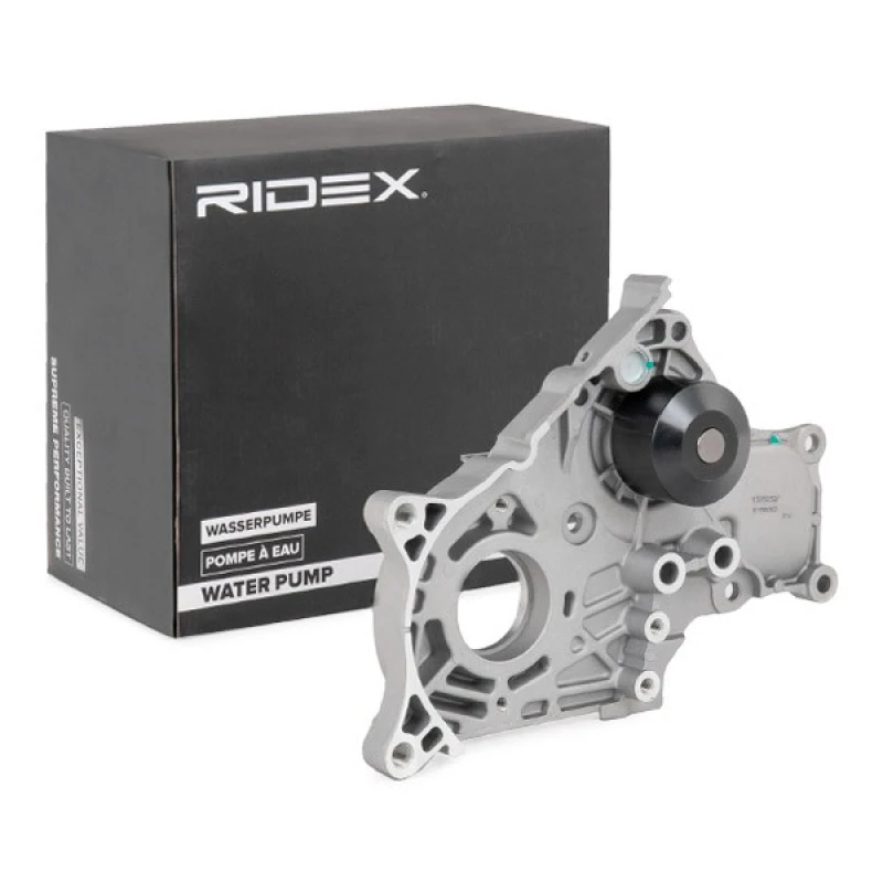 Image of RIDEX 1260W0110 Water pump Cast Aluminium, with belt pulley, with fastening material, with gaskets/seals Cast Aluminium Water Pump (1260)