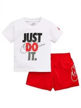 Image of Nike Sportswear Toddler Boys JDI Tee and Shorts Set - White Red, White/Red, Size 24 Months