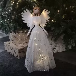 image of 50cm Snowtime Battery Operated LED Lit White Christmas Angel Figure in Warm White