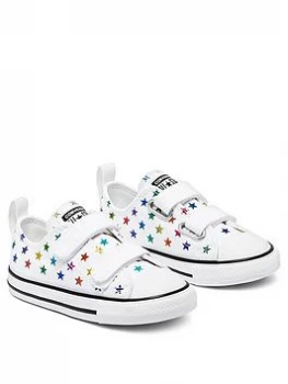 image of Converse Chuck Taylor All Star 2v Archive Foil Star Print Ox Infants Trainer - White/Black, Size 5