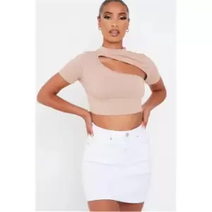 image of I Saw It First White Stretch Denim Mini Skirt - White