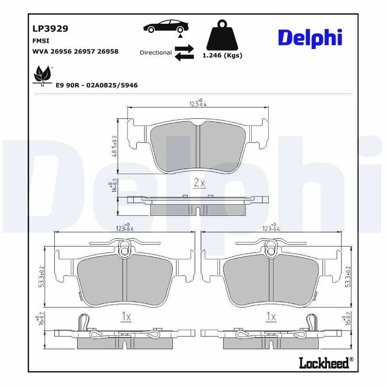 Image of DELPHI Brake pad set DELPHI LP3929