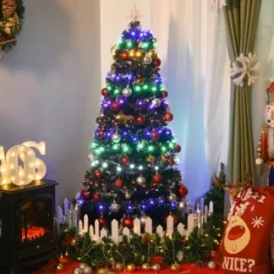 Image of Christmas Time 5ft Pre-Lit Fiber Optic Christmas Tree w/ Star Tree Topper, Solid Metal Base, 170 Branch Tips, 6 Color LED Lights Home Decoration