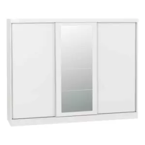 image of Seconique Nevada 3 Door Slider Wardrobe - White Gloss