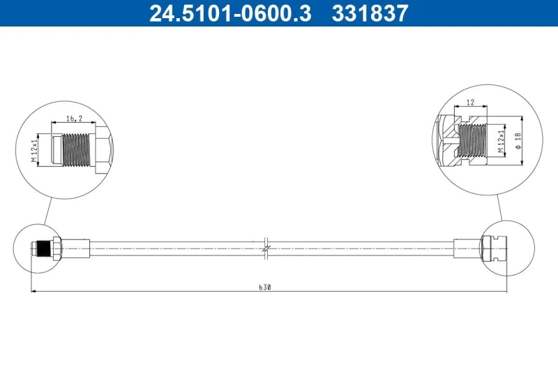 Image of Brake hose ATE 24.5101-0600.3