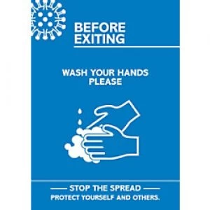 Image of Seco Health & Safety Poster Before exiting, wash your hands Semi-Rigid Plastic 42 x 59.5 cm