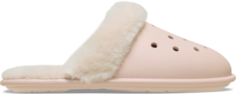 Image of Crocs Unisex Classic Fuzz Scuff Slippers Quartz W10/M9