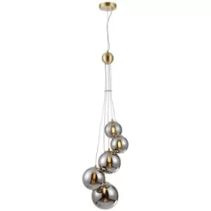 image of Luminosa Segal Ceiling Pendant, 5 Light G9, Satin Gold, Chrome Plated Glass