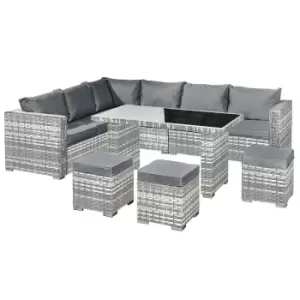 image of Oseasons Aruba Rattan 9 Seat Corner Dining Set In Dove Grey