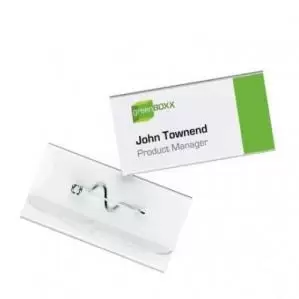 image of Durable Name Badge with Pin 30x60mm Pack of 100