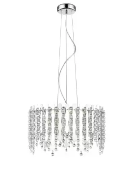 image of Belize 5 Light LED Chrome Crystal Pendant Ceiling Light