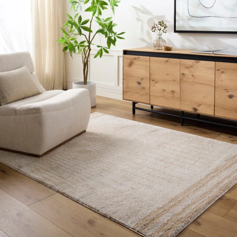 Image of Livabliss Machine Washable Global Shaggy Beige Enso3 Area Rug 160 X 213cm - Easy Care, Non Shedding, Ideal For Living Room & Bedroom