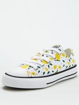 Converse Chuck Taylor All Star Ox Lemon Childrens Trainers - White Yellow, White/Yellow, Size 11