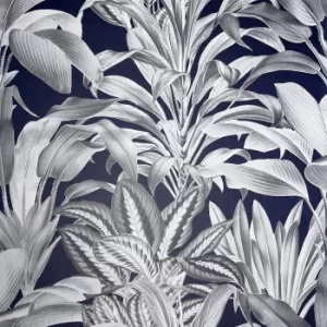 Image of Arthouse Greenhouse Plants Navy Wallpaper