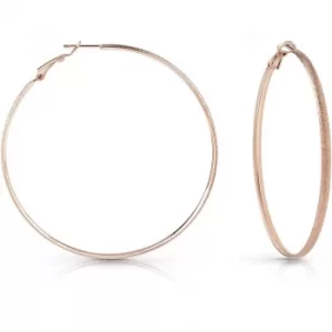 image of GUESS rose gold plated 62mm glitter hoop earrings.