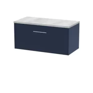 image of Hudson Reed Juno 800mm Wall Hung Single Drawer Vanity & Bellato Grey Laminate Top - Electric Blue