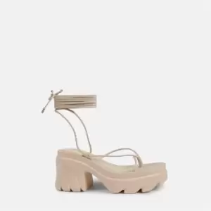 Missguided Jagged Platform Heeled Sandals - Cream