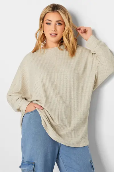 image of Yours Soft Touch Ribbed Jumper Cream