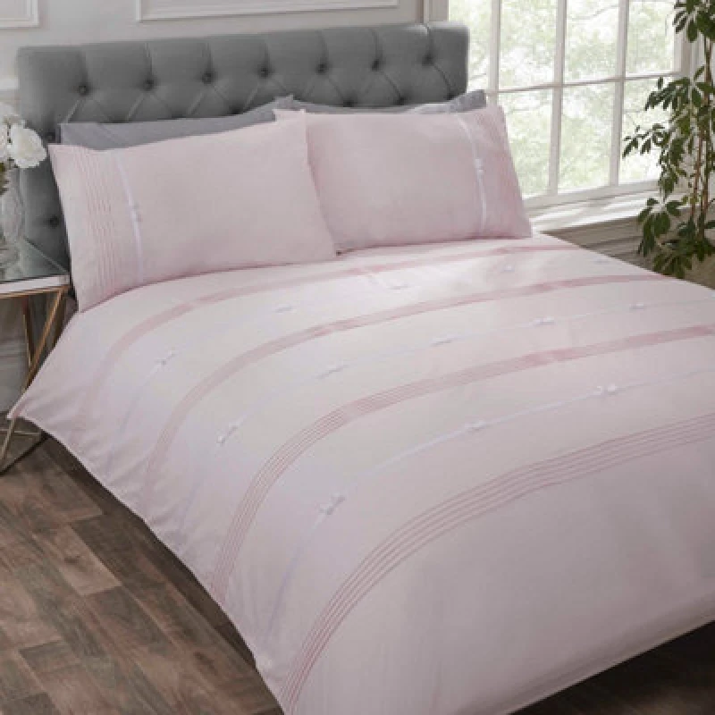 Image of Rapport Home Clarissa Polycotton Duvet Set With Pillowcase King Size (Blush)