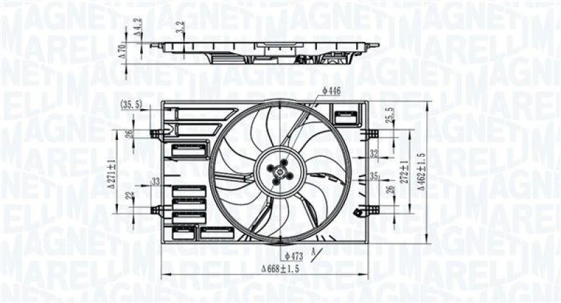 Image of MAGNETI MARELLI Fan, radiator MAGNETI MARELLI 069422828010