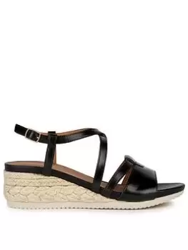 Image of Geox Geox D Ischia Corda A Sandal - Black, Size 5, Women