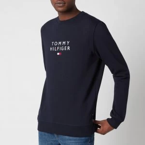 image of Tommy Hilfiger Mens Stacked Flag Crewneck Sweatshirt - Desert Sky - L