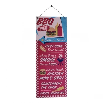 image of Barbecue Rules Metal Wall Sign 15x39cm