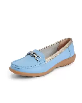 Cotton Traders Womens Leather Ring Loafers in Blue