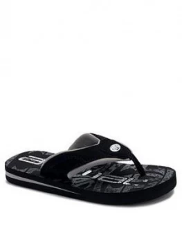 Animal Boys Jekyl Flip Flop - Black, Size 12 Younger