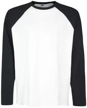 image of Urban Classics Organic Oversized Raglan Longsleeve, White/Black, Male, Longsleeves, TB4911-01248