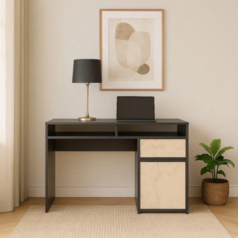Image of Decorotika Isla Computer Desk Black Travertine