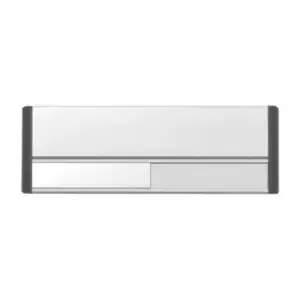 Image of Door Slider System 220mm x 75mm, 45mm Header Panel & 30mm Slider Silver Anodised with Black End Caps & Black Text (Check for Text)