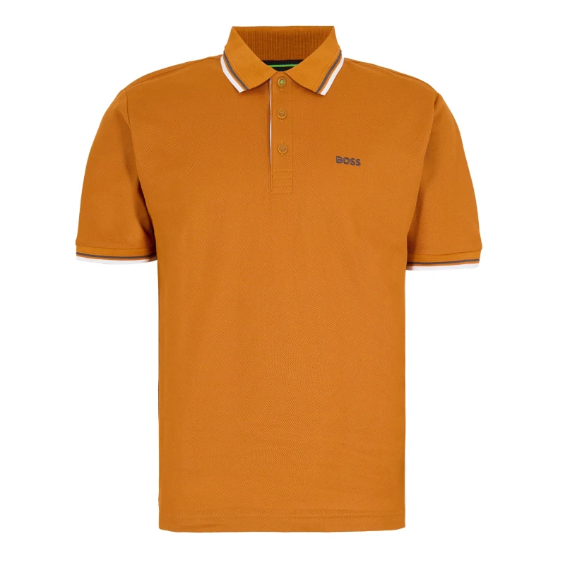 Image of Boss Mens Paddy Short-Sleeve Polo Shirt Dark Yellow male S