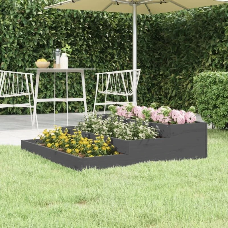 Image of vidaXL Planter Grey 107x107x27cm Solid Wood Pine, Grey 823915