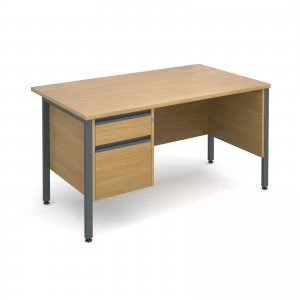 Image of Maestro 25 GL Straight Desk With 2 Drawer Pedestal 1400mm - Graphite H