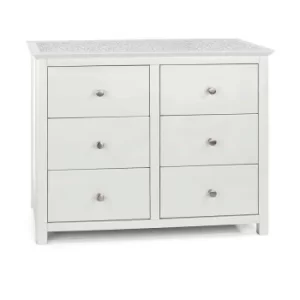 image of Stirling White 3 Plus 3 Drawer Wide Chest, white