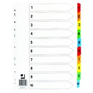 Image of Q-Connect 1-10 Index Multi-punched Reinforced Board Multi-Colour
