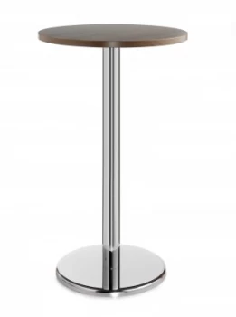 Image of Pisa Circular Poseur Table With Round Chrome Base 600mm - Walnut