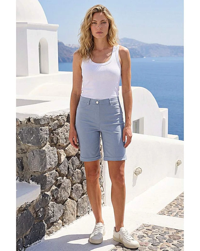 Image of Roman Originals Roman Turn Up Stretch Shorts Light Grey - Roman Originals - Size: 16 Light Grey Female 16 IK65695
