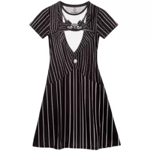 image of Nightmare Before Christmas Womens/Ladies Jack Skellington Dress (L) (Black/White)