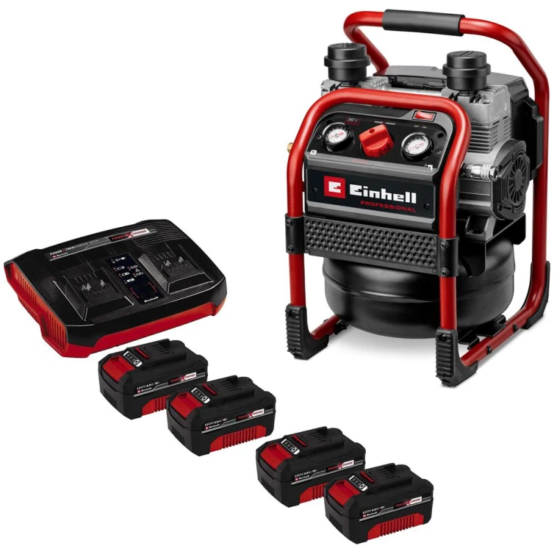 Image of Einhell Professional SILENZZO 36/210 36v Cordless Air Compressor 4 x 4ah Li-ion Twin or Dual Battery Charger SILENZZO 36/210