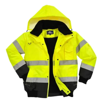 Image of Oxford Weave 300D Class 3 Hi Vis Contrast BomberJacket Yellow / Black 3XL