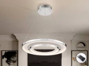 image of Laris Integrated LED Dimmable Ceiling Pendant with Remote Control Round Chrome